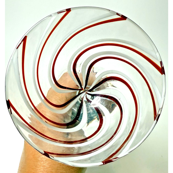 3 St Nicholas Square Peppermint Lane Red White Swirl Wine Glasses Candy Cane - Picture 6 of 6